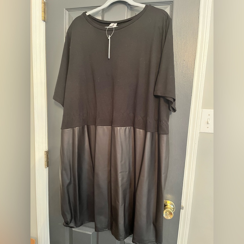 ASOS Curve T-Shirt Dress with Faux Leather